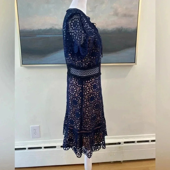 AQUA Ruffled Lace Dress - 100% Exclusive for Bloomingdale’s. Size Large - Picture 3 of 10